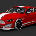 Red Sports Car With White Racing Stripes And Sporty Exterior Design