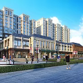 Residential Landscape Featuring High Rise Buildings Ground Floor Commercial Spaces Pedestrians And Green Walkways