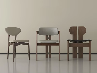 Modern Single Chair Design With Wooden Frame And Upholstered Seat In Light And Dark Tones 3d model