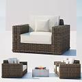 Modern Outdoor Wicker Sofa Set With White Cushions Matching Chairs And Fire Pit Table