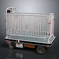 Sturdy Industrial Mobile Platform With Metal Guardrail And Movable Wheels