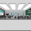 Modern Control Room With Multiple Computer Monitors Workstations Map Outline Wall And Bright Ceiling Lighting 3d model