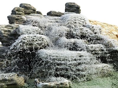 Modern landscape sketch community entrance rockery flowing water model