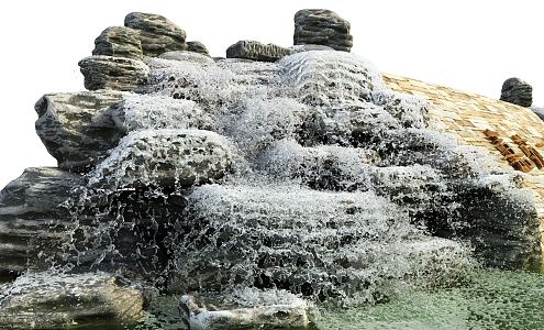 Modern landscape sketch community entrance rockery flowing water 3d model