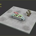Mechanical Metal Components 3D Model on Gray Platform With Holes and Curved Structure