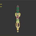 Fantasy Weapon Long Staff Design With Blue Top And White Orange Segmented Body