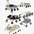 Detailed Illustrations of Various Lunar Rover Models for Space Missions
