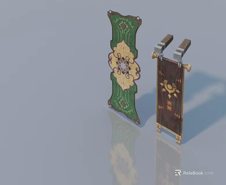 Elegant Sofa Coffee Table Set Featuring Green Floral Patterns And Brown Decorative Designs 3d model 