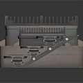 Industrial Metal Equipment With Stacked Rectangular Cases And Elongated Trays