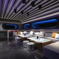 Modern KTV Interior Design With Sofas Round Tables And Ambient Lighting 3d model