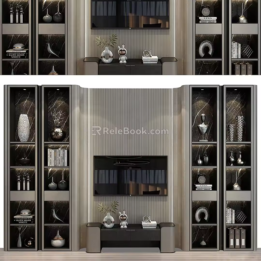 Modern TV background wall 3d model