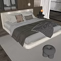 Double bedside table chandelier carpet pillow ornaments 3d model