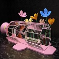 Unique Transparent Bottle Shaped Frame With Colorful Flowers On Pink Base