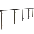 Sleek Modern Railing Design With Clear Glass Panels And Steel Support Posts 3d model