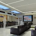 Modern Spacious Service Hall Featuring Service Counters Waiting Seats And Bright Lighting 3d model