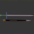 Medieval Weapon Sword With Polished Metal Blade Ornate Hilt And Sheath