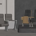 Modern Office Chairs With Gray Upholstery Wooden Armrests And Metal Legs