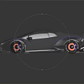 Modern Black Sports Car With Streamlined Body Rear Spoiler Aerodynamic Design And LED Headlights