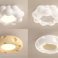 Cloud and Moon Shaped Ceiling Lights in White and Beige for Playful Kids Room Decor