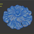 Turquoise and Orange Carved Flower Decorative Piece with Intricate Petals
