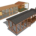 Various Wooden Small House Designs With Different Roofs And Window Structures 3d model