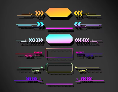 Colorful Decorative Lines Design With Arrow Shapes Geometric Elements And Abstract Patterns 3d model