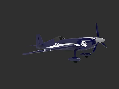 Blue And White Model Airplane Featuring JAX Logo And Lion Head Design 3d model