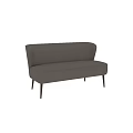 Modern Gray Multi Seat Sofa With Ribbed Backrest And Black Slim Legs 3d model