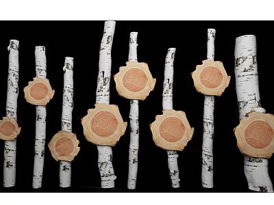 Modern wall decoration birch decoration 3d model