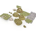 Scenery Building Components Including Grass Terrain Rocks And Stone Path Pieces