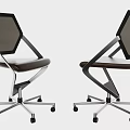 Modern Office Chair With Mesh Backrest Leather Seat And Metal Frame On Wheels