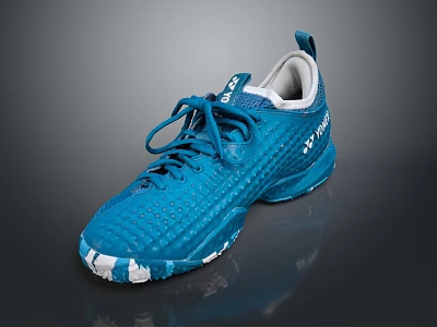 Blue Athletic Shoes With Mesh Upper Lace Up Design And White Soles 3d model