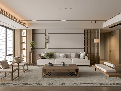 Mid-ancient Style Living Room New Chinese Style Living Room Mid-ancient Style Sofa Coffee Table 3d model
