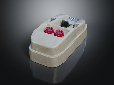 Switch Panel In Beige With Two Red Buttons And Sleek Surface Design 3d model