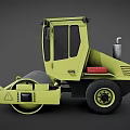 Yellow Heavy Duty Road Roller With Single Drum Cab And Safety Sign
