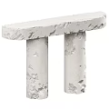 Modern White Entryway Console Table With Rough Texture And Two Pillar Legs 3d model