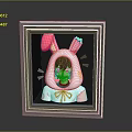 Anime Style Game Character In Rabbit Hoodie With Black Hair And Pink Ears