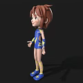 3D Cartoon Woman in Blue and Yellow Leotard with Yellow Gloves Boots