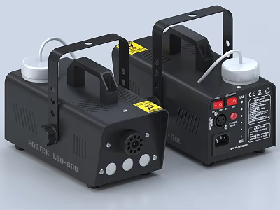 Display Shelves Featuring FISTA LED-100 Black Smoke Machines With Control Buttons 3d model