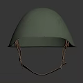 Green Helmet With Brown Leather Straps Placed On Dark Background Surface