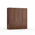 Modern Wooden Wardrobe with Four Doors and Drawers for Bedroom Storage