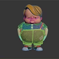 Cartoon Boy Character With Blonde Hair Blue Shirt Brown Overalls And White Shoes