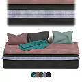 Cozy Bedding Items With Colorful Pillows Blankets And Stacked Bed Sheets 3d model