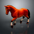 Chestnut Horse Figurine With Black Mane Tail And White Legs On Gray Background