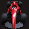 Red Race Car With Number 9 And Helmeted Driver Streamlined Body And Large Wheels