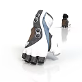 White Brown Blue Five Finger Gloves With Loop Details And Pair