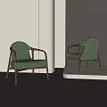 Modern Green Leisure Chairs With Wooden Frame In Minimalist Indoor Space