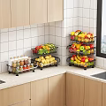 Kitchen Countertop Multilayer Shelf with Fruits Vegetables Spices Storage Organizer
