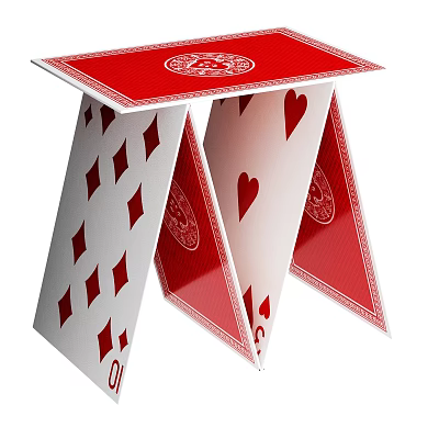 Unique Tea Table And Chairs With Red White Playing Card Design Structure 3d model