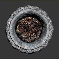 Decorative Stone Planter With Carved Floral Patterns And Intricate Base Details
